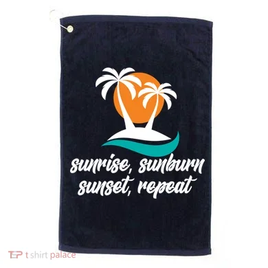 Sunrise Sunburn Sunset Repeat Palm Tree Golf Towel