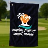 Sunrise Sunburn Sunset Repeat Palm Tree Golf Towel thumb 1