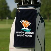 Sunrise Sunburn Sunset Repeat Palm Tree Golf Towel thumb 2