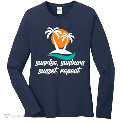 Sunrise Sunburn Sunset Repeat Palm Tree Women's Long Sleeve Shirt