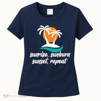 Sunrise Sunburn Sunset Repeat Palm Tree Women's T-Shirt