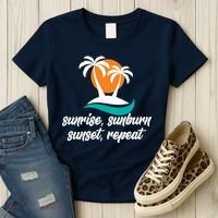 Sunrise Sunburn Sunset Repeat Palm Tree Women's T-Shirt thumb 3