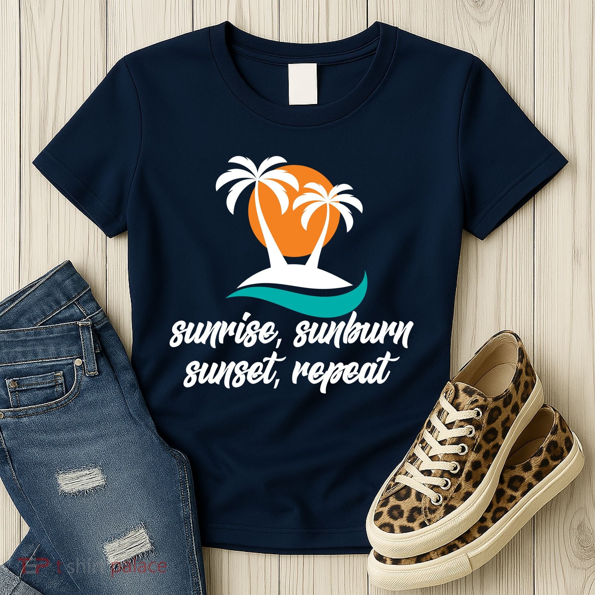Sunrise Sunburn Sunset Repeat Palm Tree Women's T-Shirt