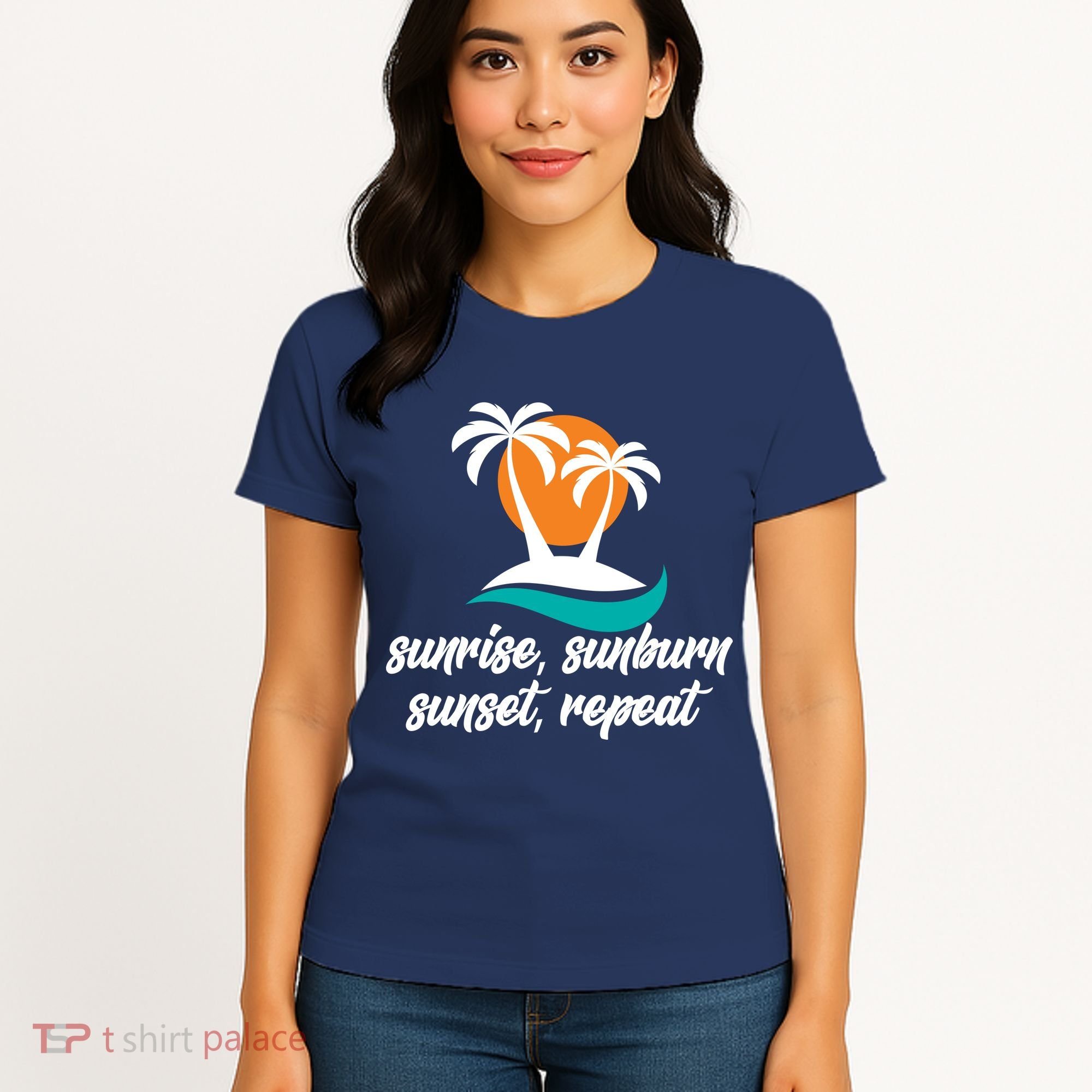 Sunrise Sunburn Sunset Repeat Palm Tree Women's T-Shirt