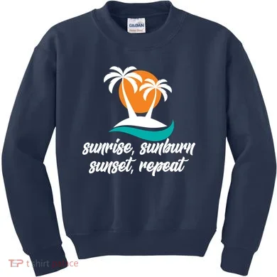 Sunrise Sunburn Sunset Repeat Palm Tree Kids Sweatshirt