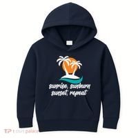 Sunrise Sunburn Sunset Repeat Palm Tree Kids Hoodie thumb 0