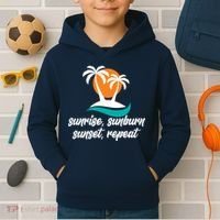 Sunrise Sunburn Sunset Repeat Palm Tree Kids Hoodie thumb 2