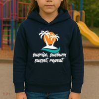 Sunrise Sunburn Sunset Repeat Palm Tree Kids Hoodie thumb 3