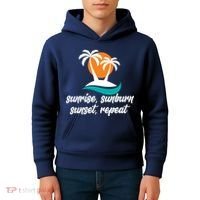 Sunrise Sunburn Sunset Repeat Palm Tree Kids Hoodie thumb 4