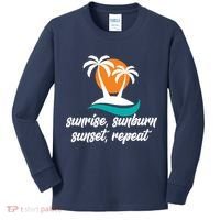 Sunrise Sunburn Sunset Repeat Palm Tree Kids Long Sleeve Shirt thumb 0