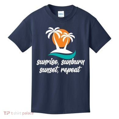 Sunrise Sunburn Sunset Repeat Palm Tree Kids T-Shirt