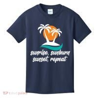 Sunrise Sunburn Sunset Repeat Palm Tree Kids T-Shirt thumb 0