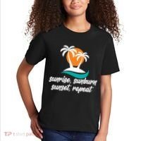 Sunrise Sunburn Sunset Repeat Palm Tree Kids T-Shirt thumb 2