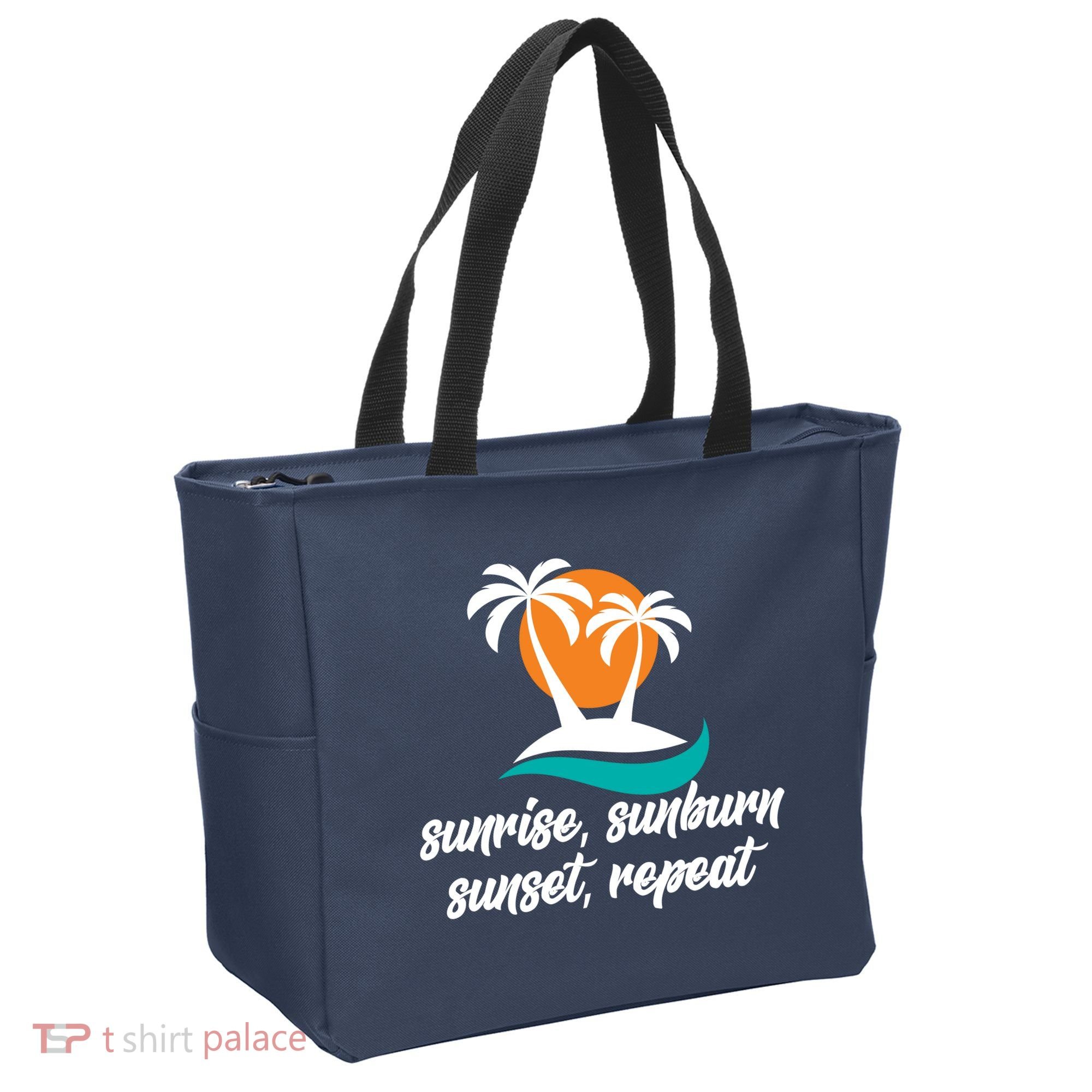Sunrise Sunburn Sunset Repeat Palm Tree Tote Bag