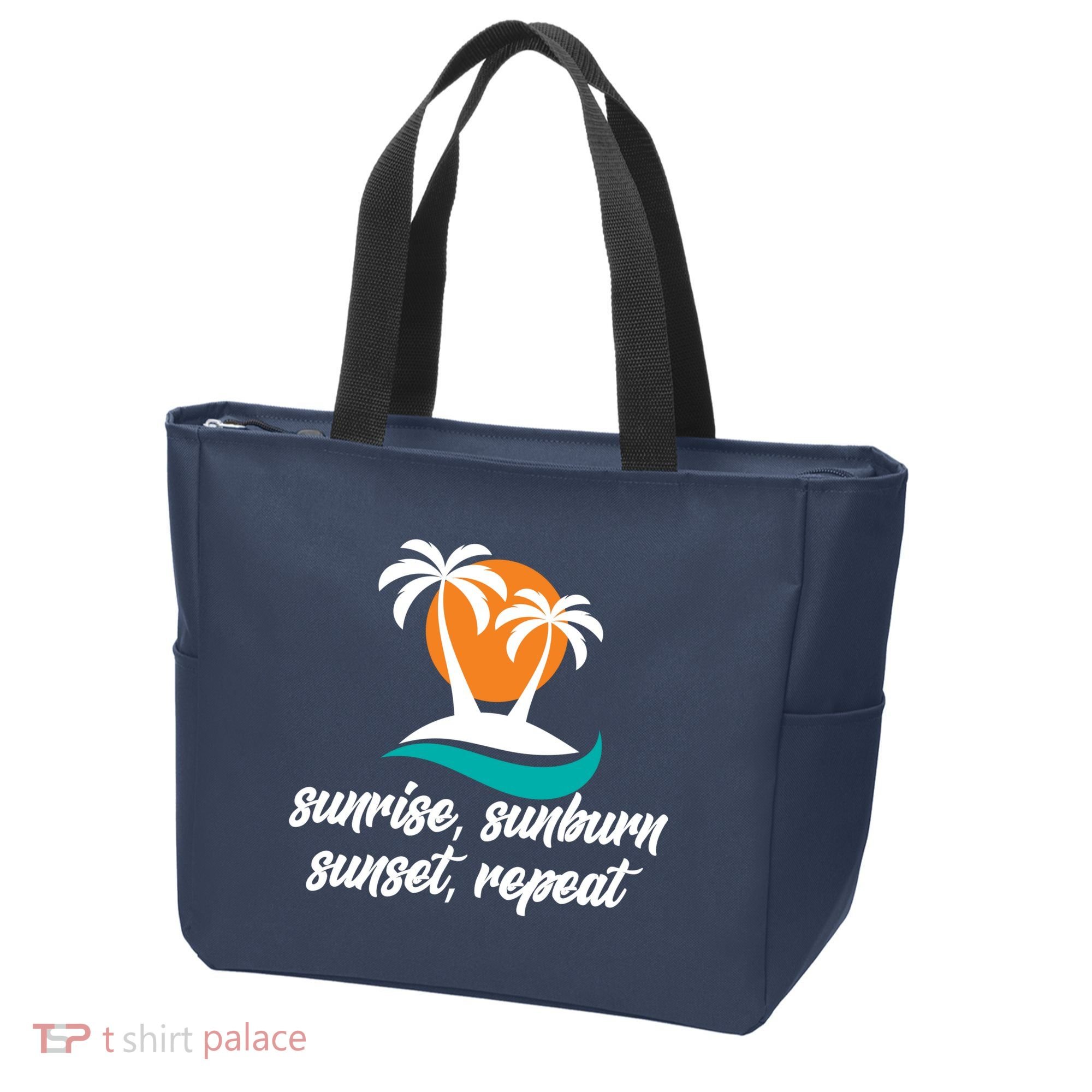 Sunrise Sunburn Sunset Repeat Palm Tree Tote Bag
