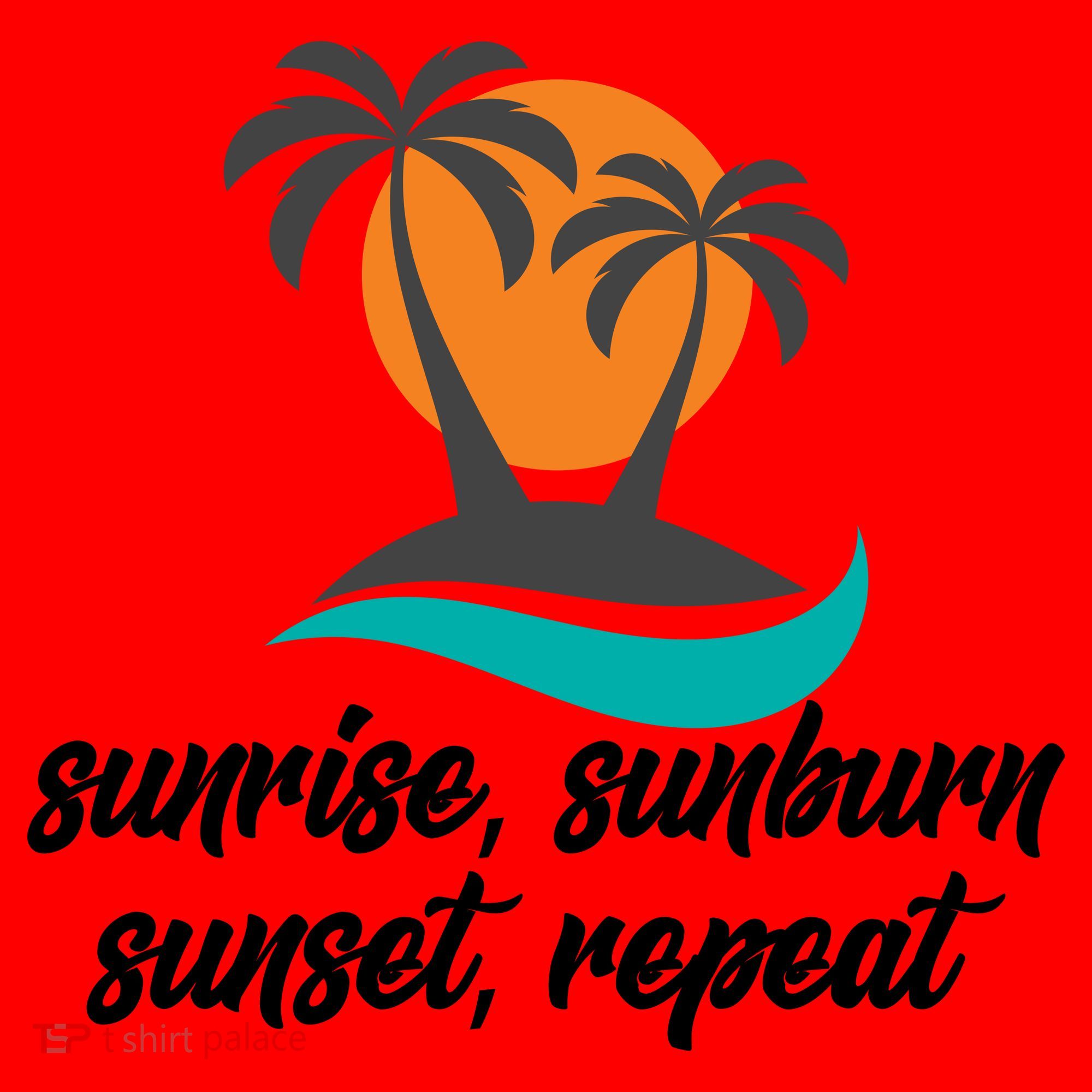 Sunrise Sunburn Sunset Repeat Palm Tree Santa Hat