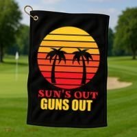 Sun's Out Guns Out Summer Party Golf Towel thumb 1