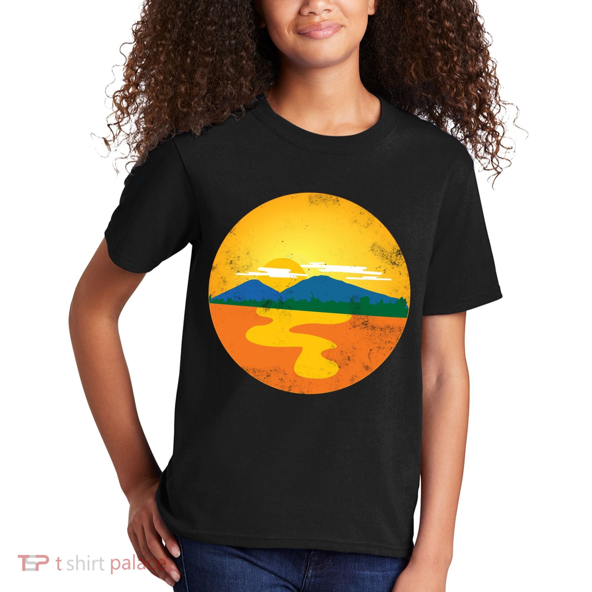 Sunset And Mountains Kids T-Shirt