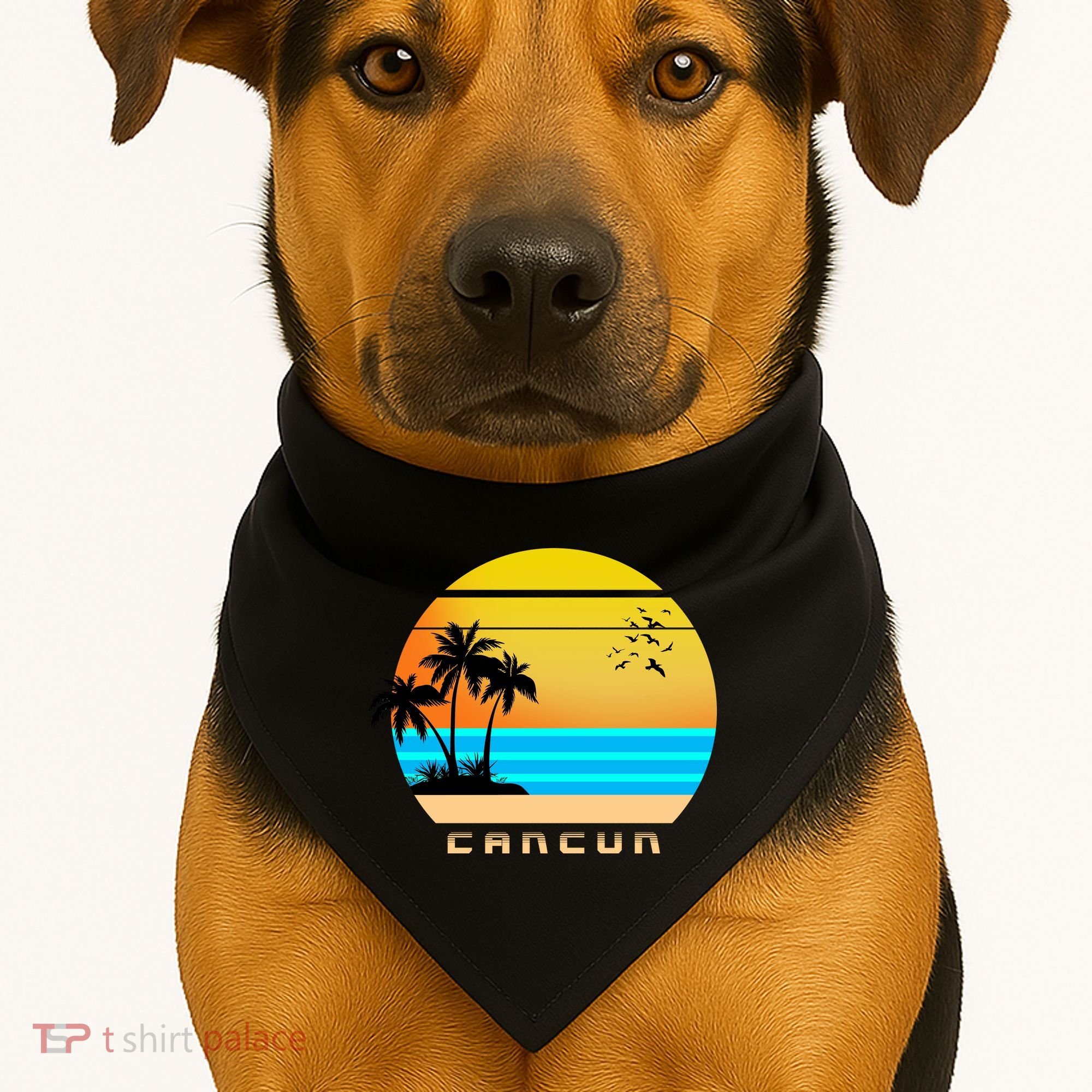Sunset Beach Cancun Emblem USA-Made Doggie Bandana