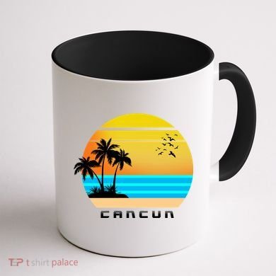 Sunset Beach Cancun Emblem Coffee Mug back