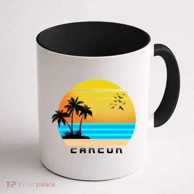 Sunset Beach Cancun Emblem Coffee Mug back