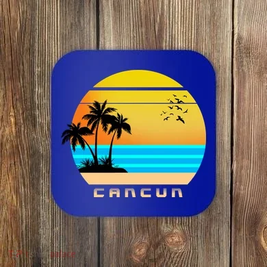 Sunset Beach Cancun Emblem Coaster