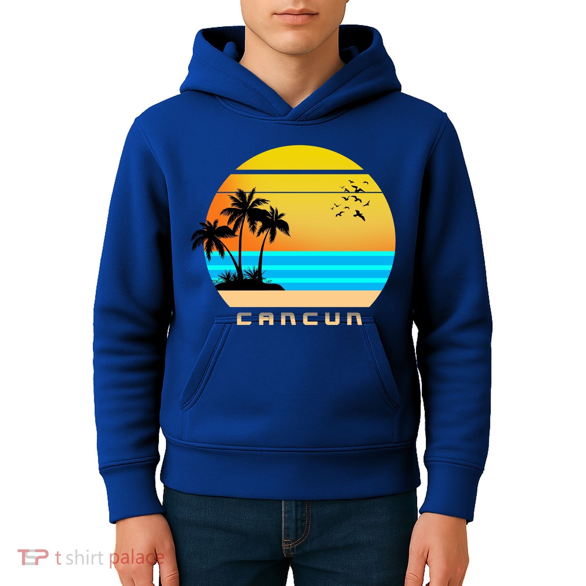 Sunset Beach Cancun Emblem Kids Hoodie