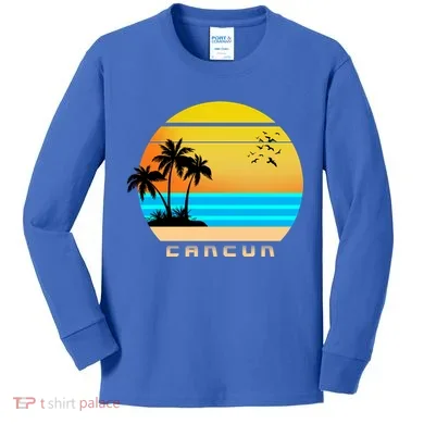 Sunset Beach Cancun Emblem Kids Long Sleeve Shirt
