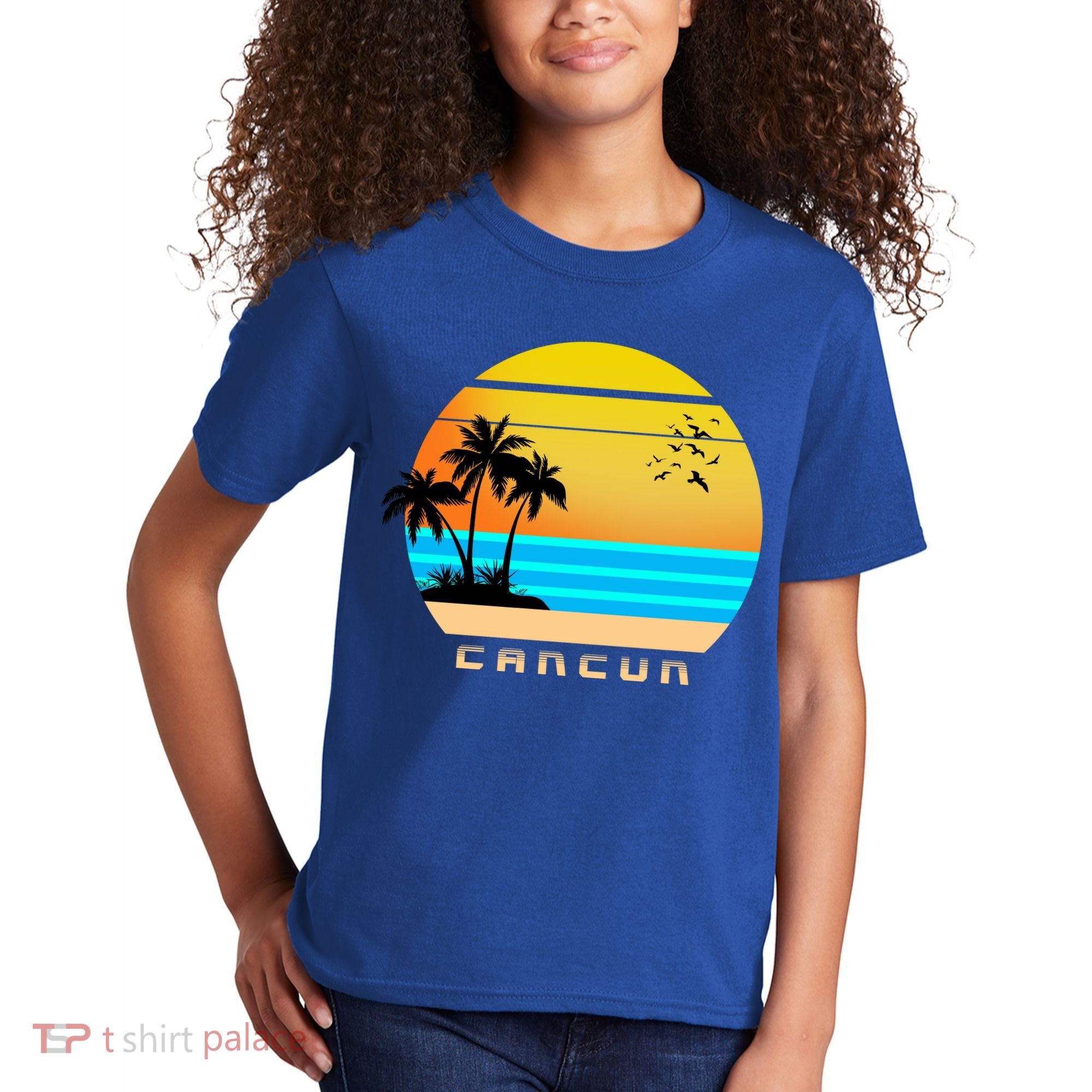 Sunset Beach Cancun Emblem Kids T-Shirt