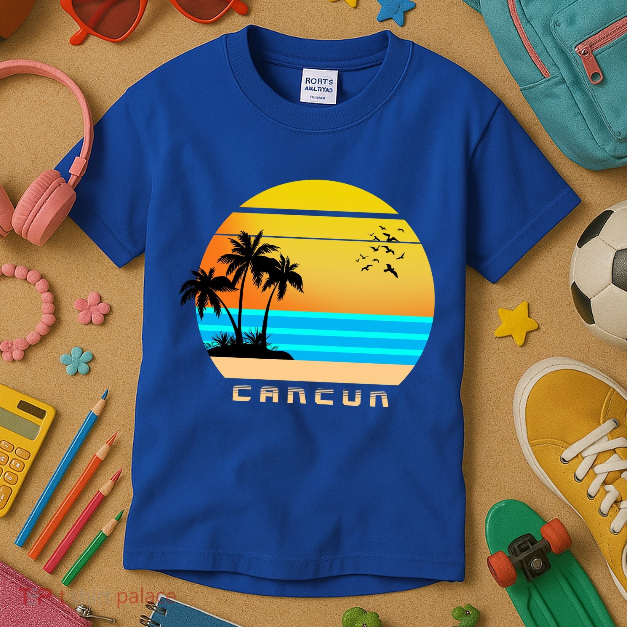 Sunset Beach Cancun Emblem Kids T-Shirt
