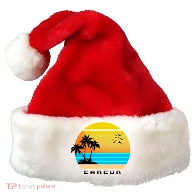 Sunset Beach Cancun Emblem Santa Hat