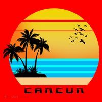 Sunset Beach Cancun Emblem Santa Hat thumb 1