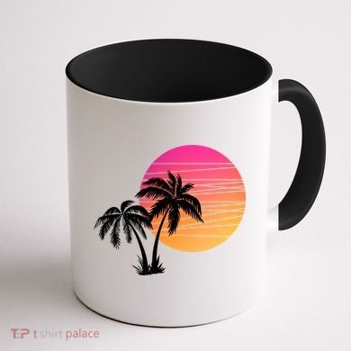 Sunset Palm Trees Coffee Mug back