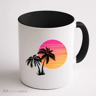 Sunset Palm Trees Coffee Mug back