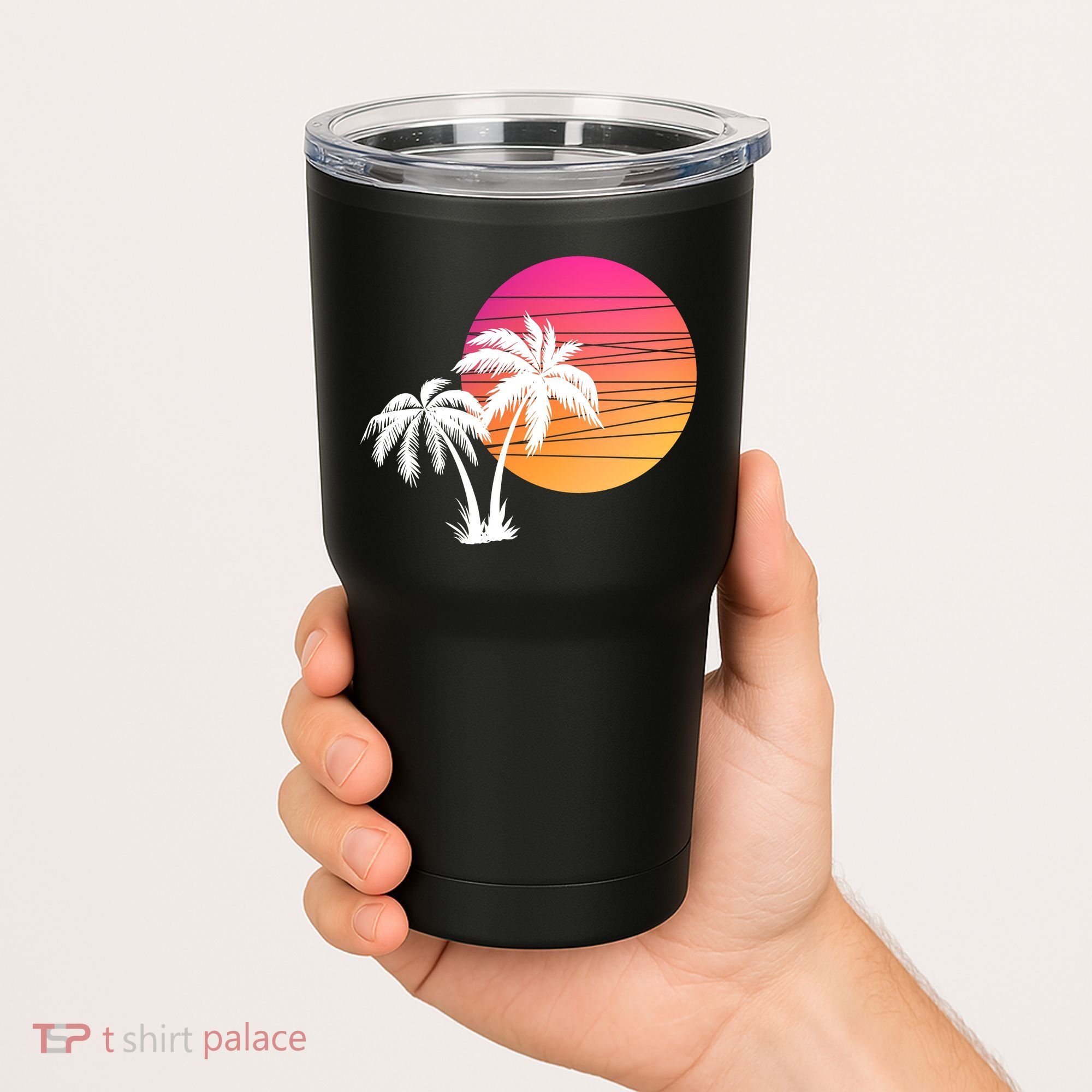 Sunset Palm Trees Tumbler