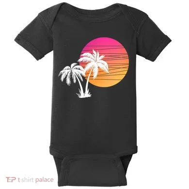 Sunset Palm Trees Baby Bodysuit