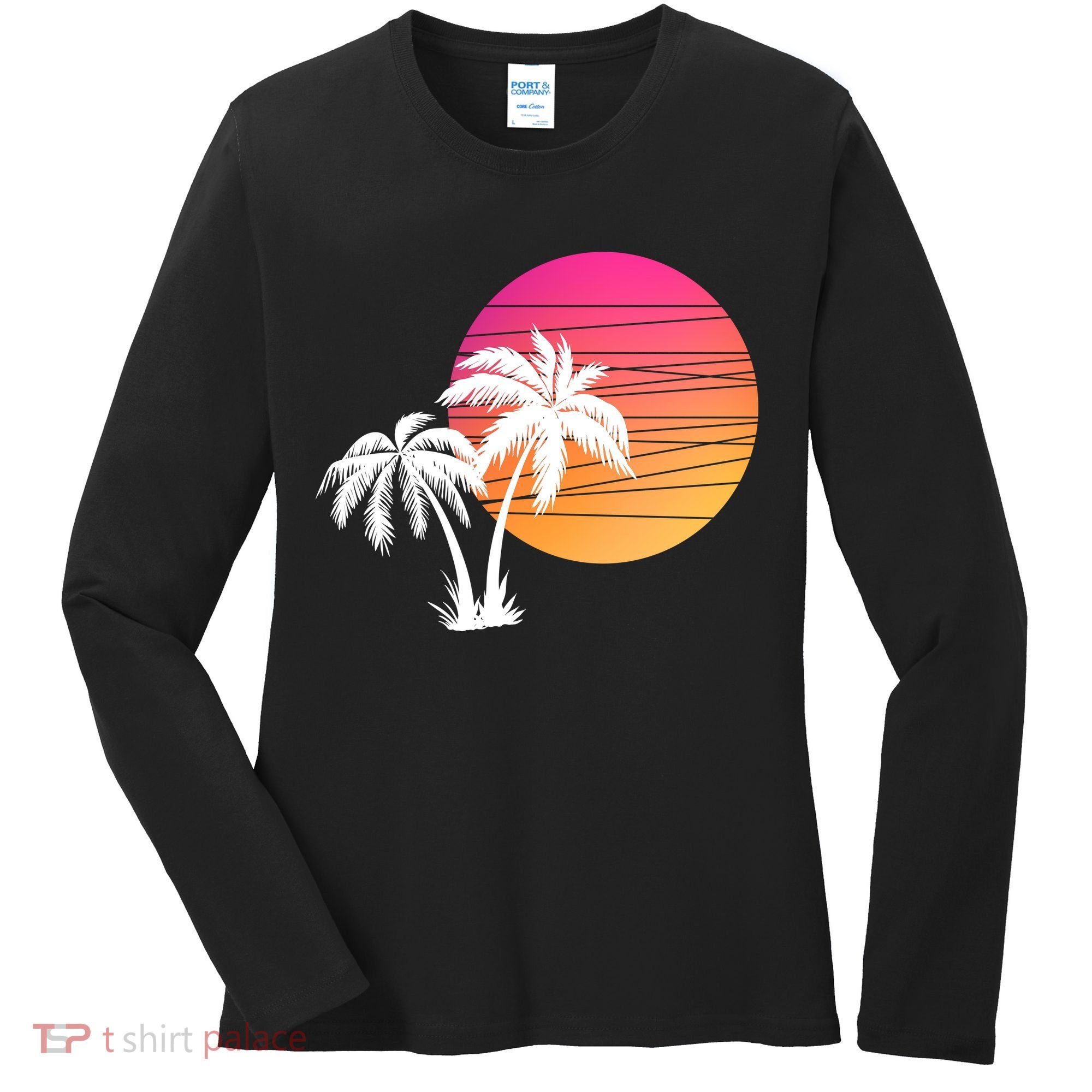 Sunset Palm Trees Women's Long Sleeve Shirt