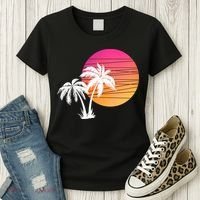 Sunset Palm Trees Women's T-Shirt thumb 3