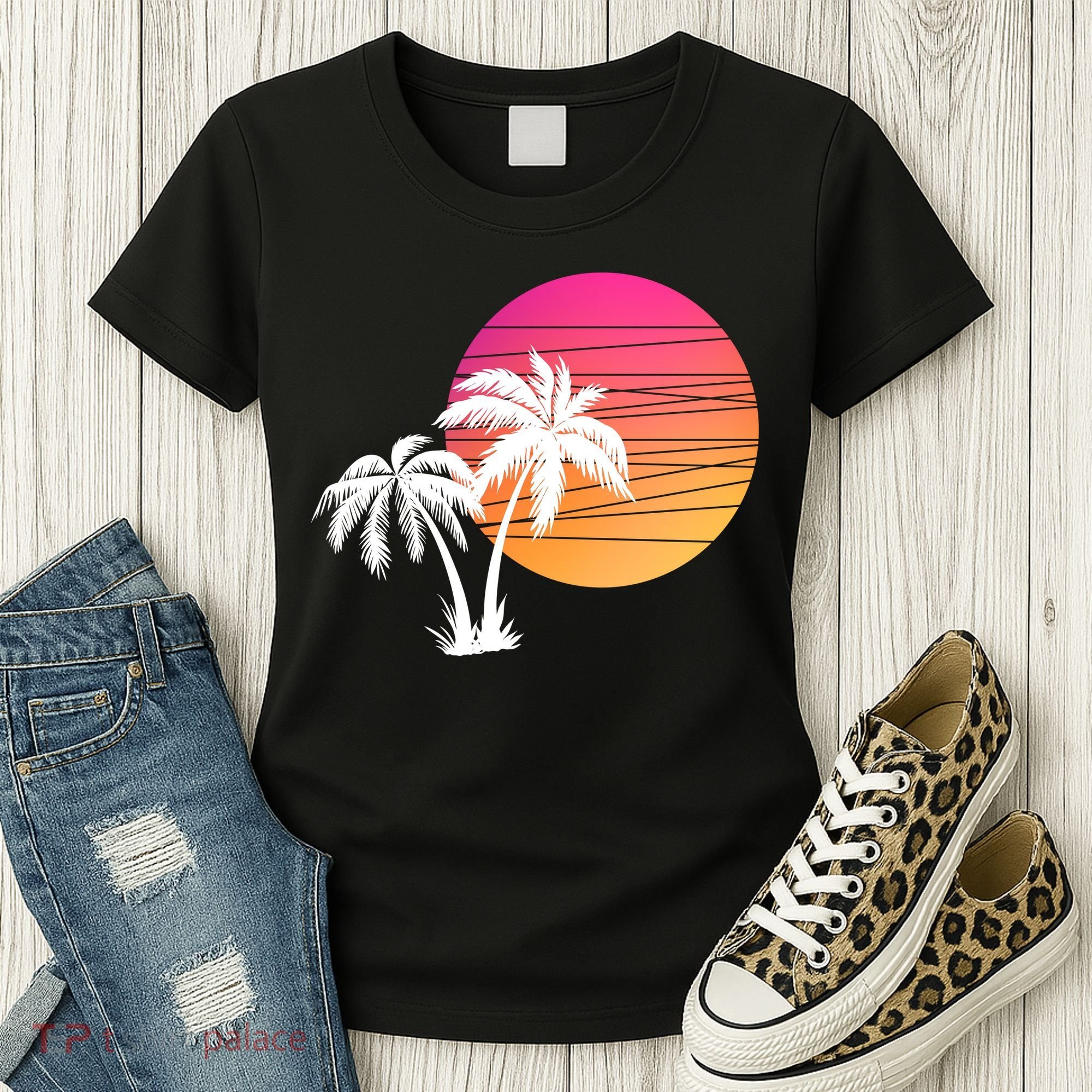 Sunset Palm Trees Women's T-Shirt