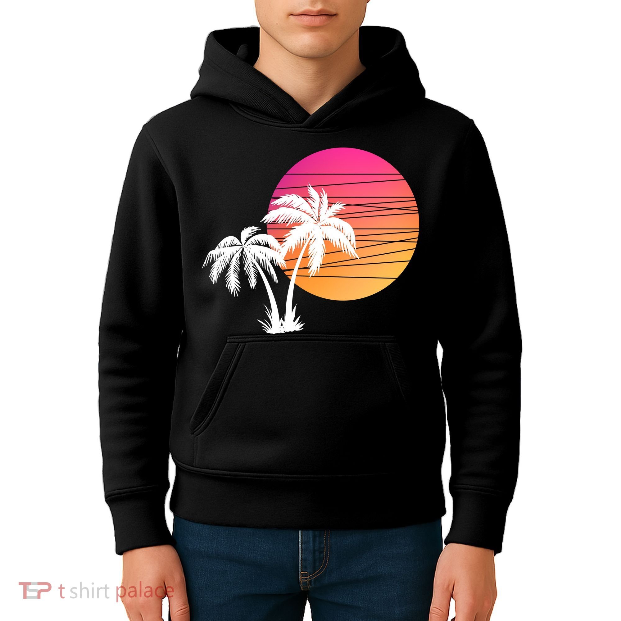Sunset Palm Trees Kids Hoodie