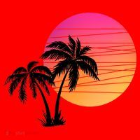 Sunset Palm Trees Santa Hat thumb 1