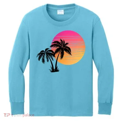 Sunset Palm Trees Kids Long Sleeve Shirt