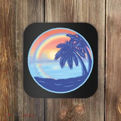 Sunset Rainbow Beach Coaster
