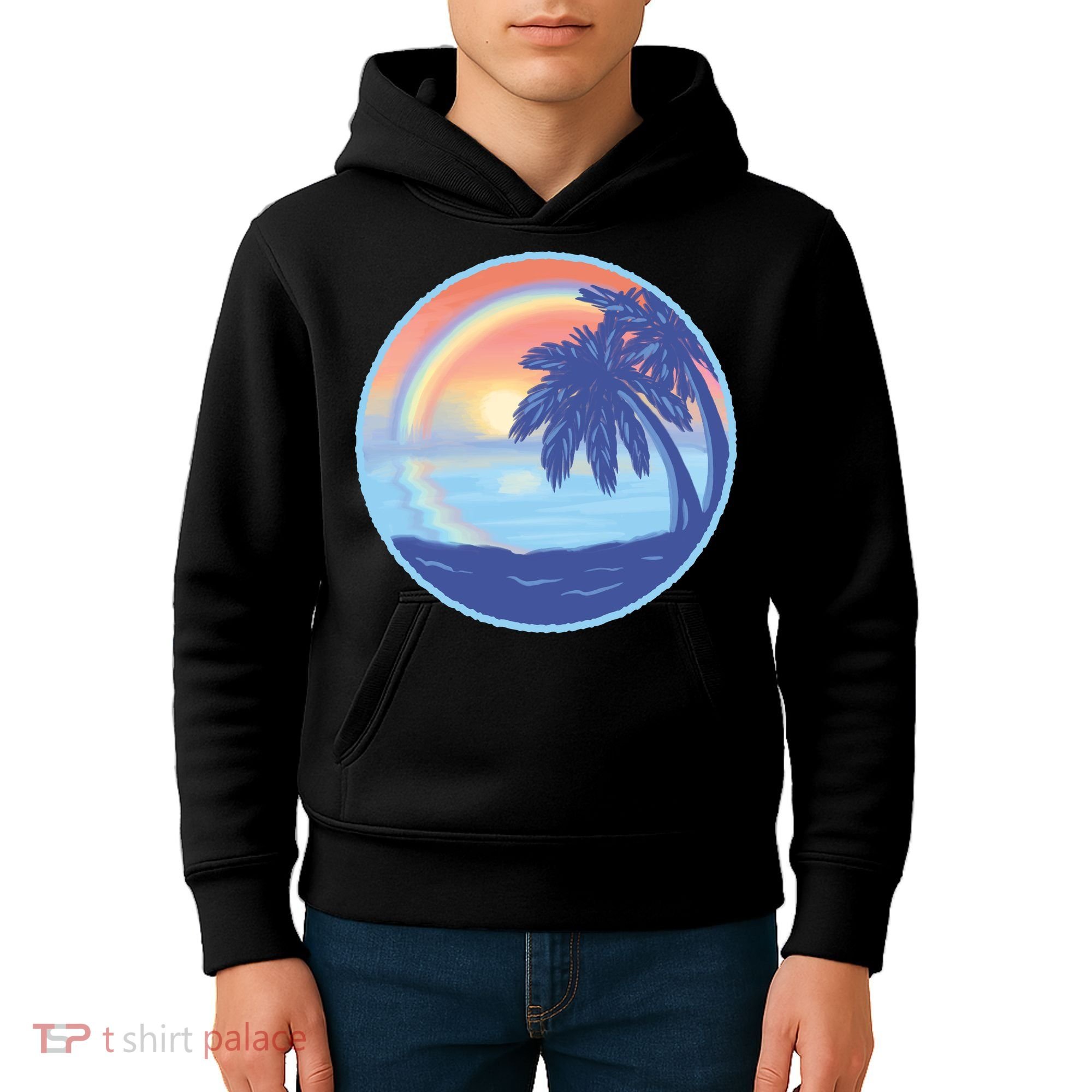 Sunset Rainbow Beach Kids Hoodie