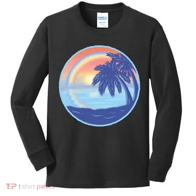 Sunset Rainbow Beach Kids Long Sleeve Shirt