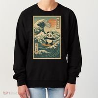 Surf’s Up Panda Retro Japanese Wave Adventure Ukiyo-e  Women's Sweatshirt thumb 0