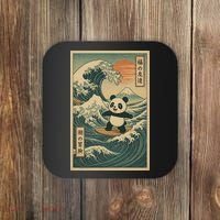 Surf’s Up Panda Retro Japanese Wave Adventure Ukiyo-e  Coaster thumb 0