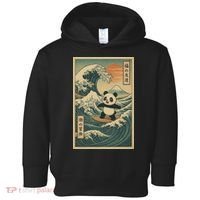 Surf’s Up Panda Retro Japanese Wave Adventure Ukiyo-e  Toddler Hoodie thumb 0
