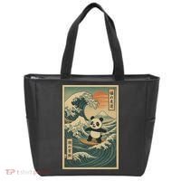 Surf’s Up Panda Retro Japanese Wave Adventure Ukiyo-e  Tote Bag thumb 0