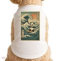 Surf’s Up Panda Retro Japanese Wave Adventure Ukiyo-e  Doggie Tank thumb 0